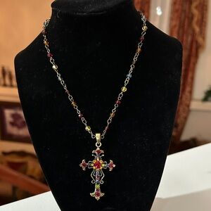 jeweled cross necklace NWOT